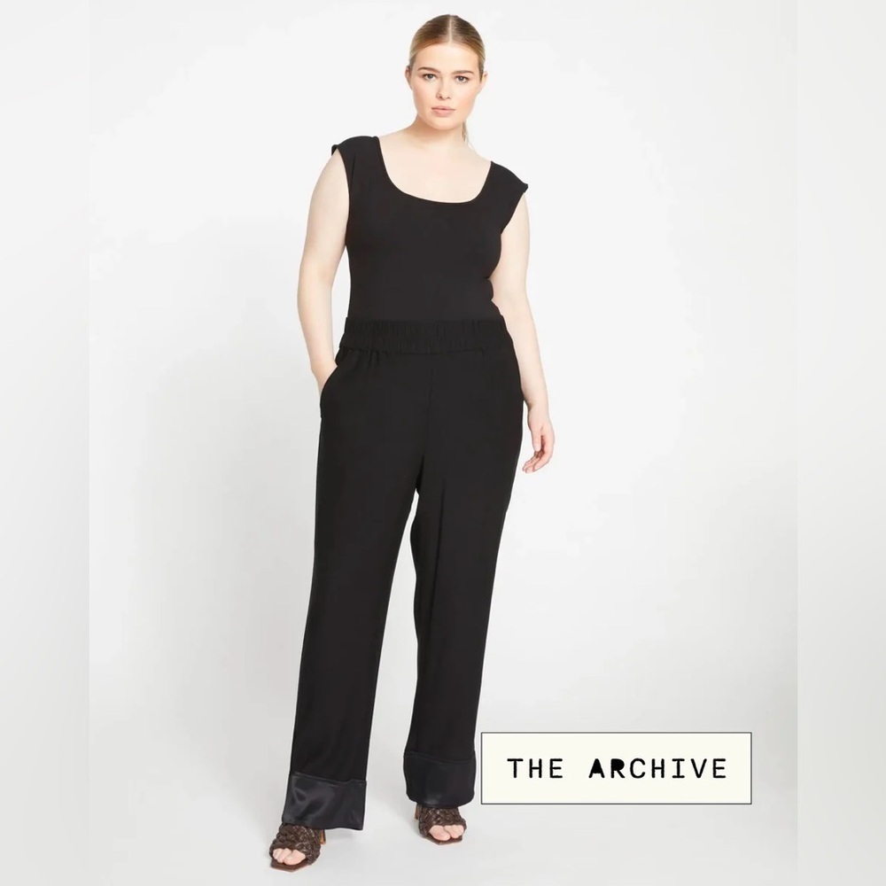 Universal Standard Soiree Double Luxe Pull-On Pants in Black/Black Shine